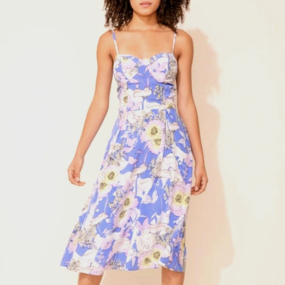 Yumi Kim Prima Donna Silk Midi Dress - Bora Bora Peri